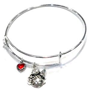 Christmas Themed Adjustable Zinc Alloy Wire Silver Metal Bangle Charm Br…